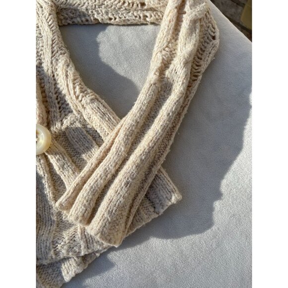 Free People XS Womens Cable Knit Wrap Cardigan Sweater Beige Wool & Acrylic Y2K - Picture 8 of 14